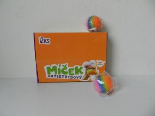 Obrázek z Míček antistresový mačkací sliz 6cm duhový (12) 